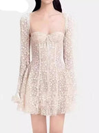 Strapless Sweetheart Lace Dress with Illusion Long Sleeves – Lace Dress | GUOCALI