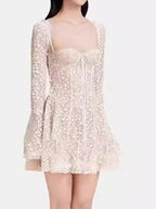 Strapless Sweetheart Lace Dress with Illusion Long Sleeves – Lace Dress | GUOCALI – view 2