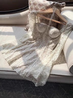 Strapless Sweetheart Lace Dress with Illusion Long Sleeves – Lace Dress | GUOCALI – view 6