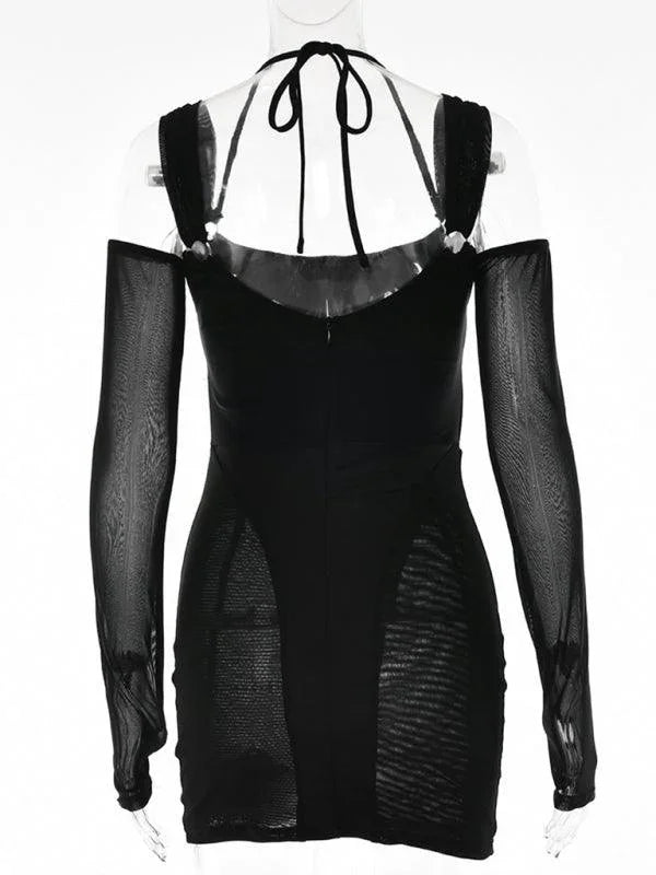 Suspender Backless See-Through Dress -Guocali