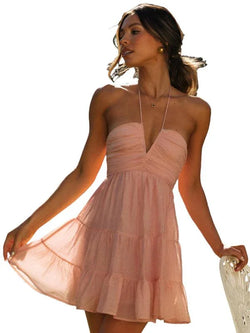 Suspender V-Neck Long Party Dress - Guocali