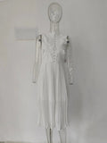 Sweet Long Pleated Lace Embroidery Dress -Guocali