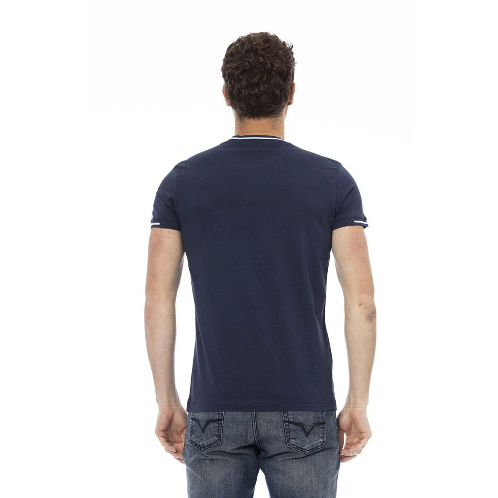 Trussardi Action Men's Crew-Neck Cotton T-Shirt – Navy – T-Shirt | GUOCALI – view 3