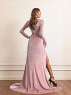 Velvet High Waist Evening Dress