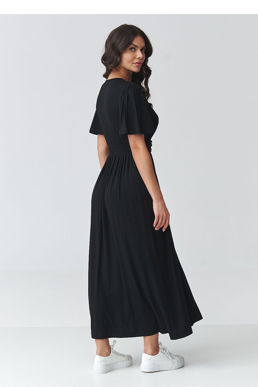 Wedding Guest Maxi Wrap Dress – V-Neck, Short Sleeves, Belted – Daydress | GUOCALI – view 3