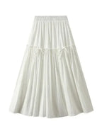 Women A-Line Skirt Bow Detail - High Waist Midi Women Skirt