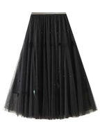 Women A-Line Skirt Feather Detail - High Waist Midi Women Skirt
