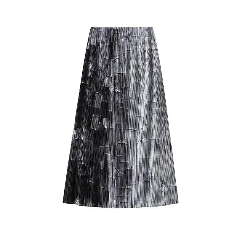 Women A-Line Skirt Gradient High Waist - Midi Women Skirt