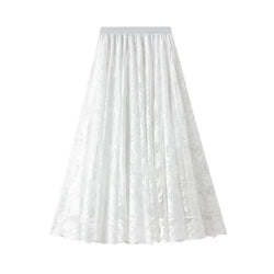 Women A-Line Skirt Lace Detail - Midi Women Skirt - Guocali