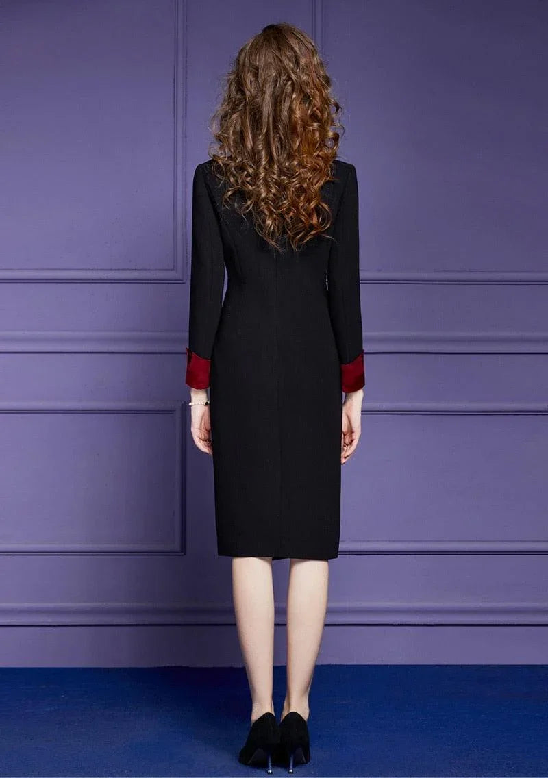 Women Blazer Dress - Lightweight - Double Breasted, Red