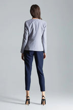 Women Blazer - Lightweight - 1-Button - Gray -Guocali