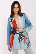Women Blazer - Lightweight - 1-Button, Multicolor, Red, Orange, Green, Black, Yellow