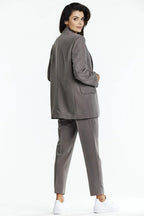 Women Blazer - Stretchable - 1-Button - Brown -Guocali