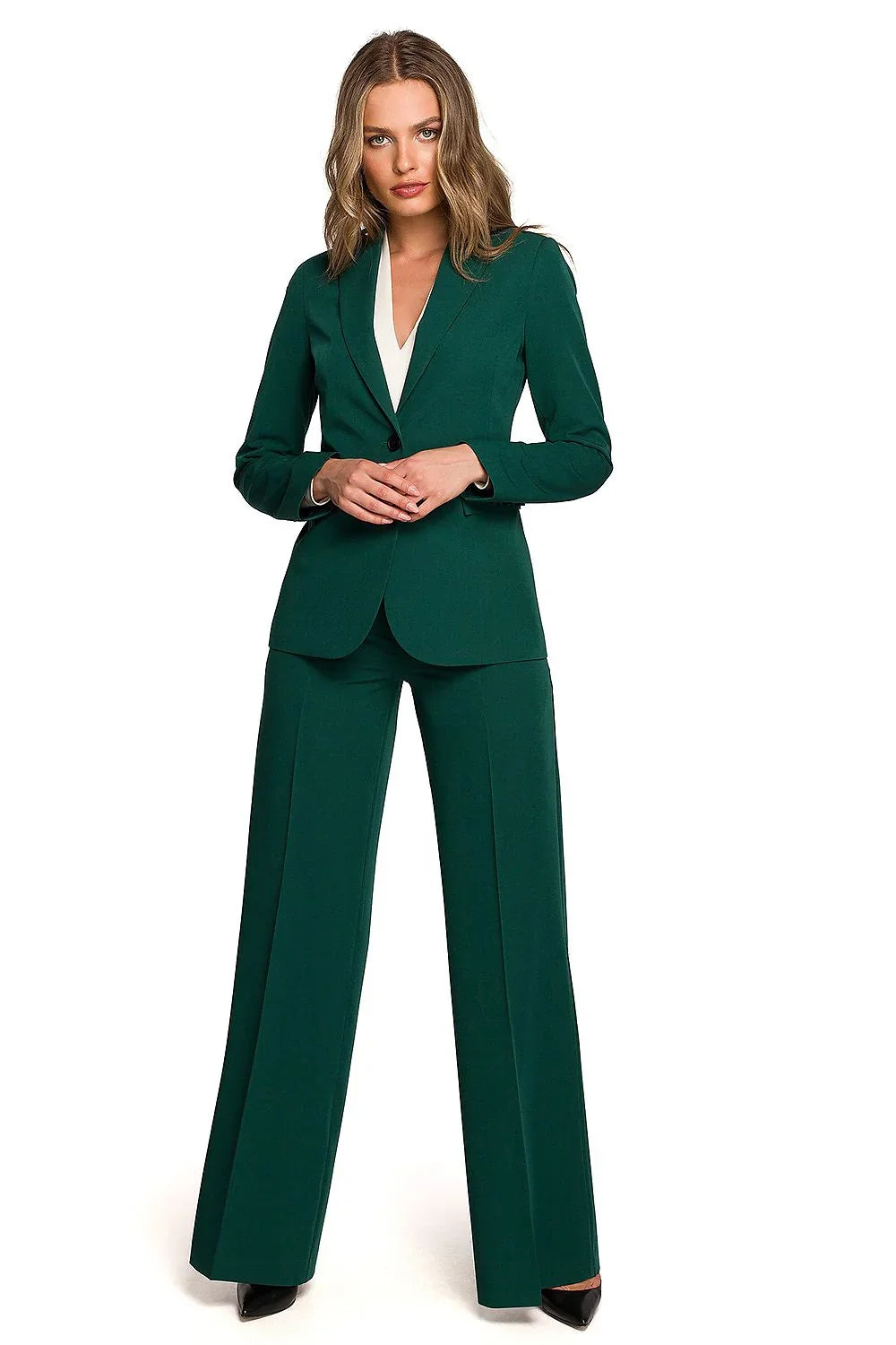 Women Blazer - Stretchable - 1-Button - Green -Guocali
