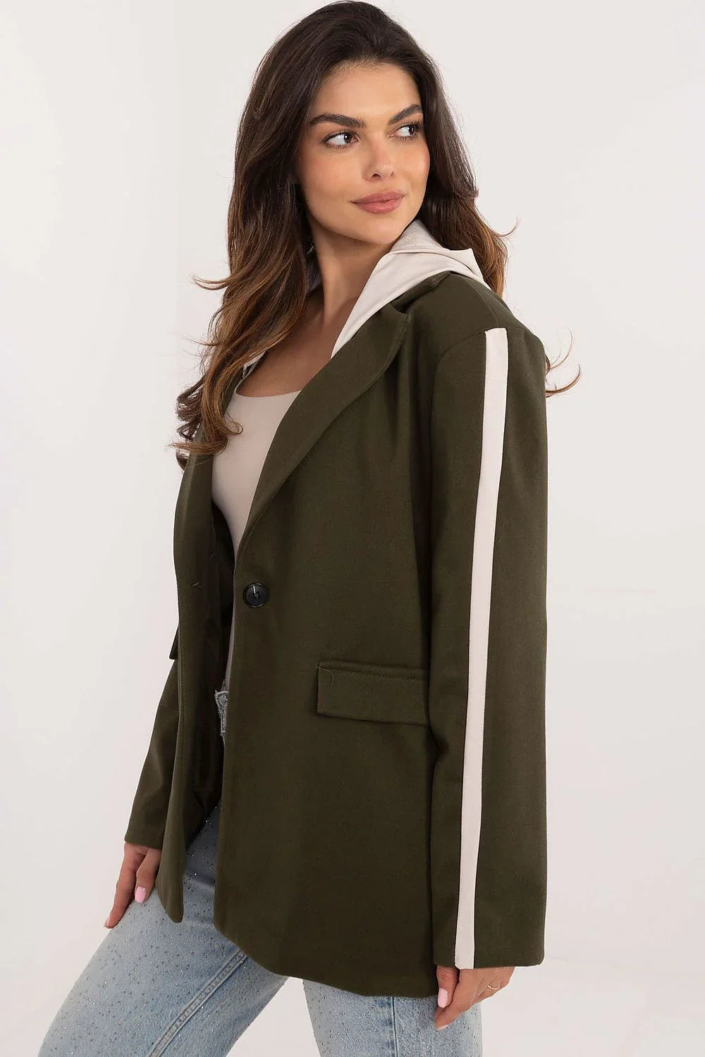 Women Blazer - Stretchable - Button - Green -Guocali