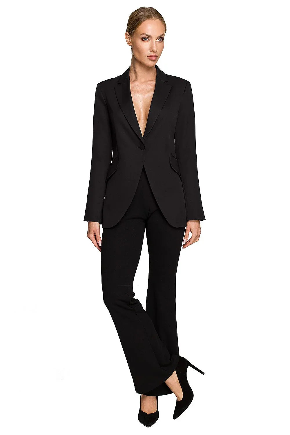 Women Blazer - Stretchable - Button - Black -Guocali
