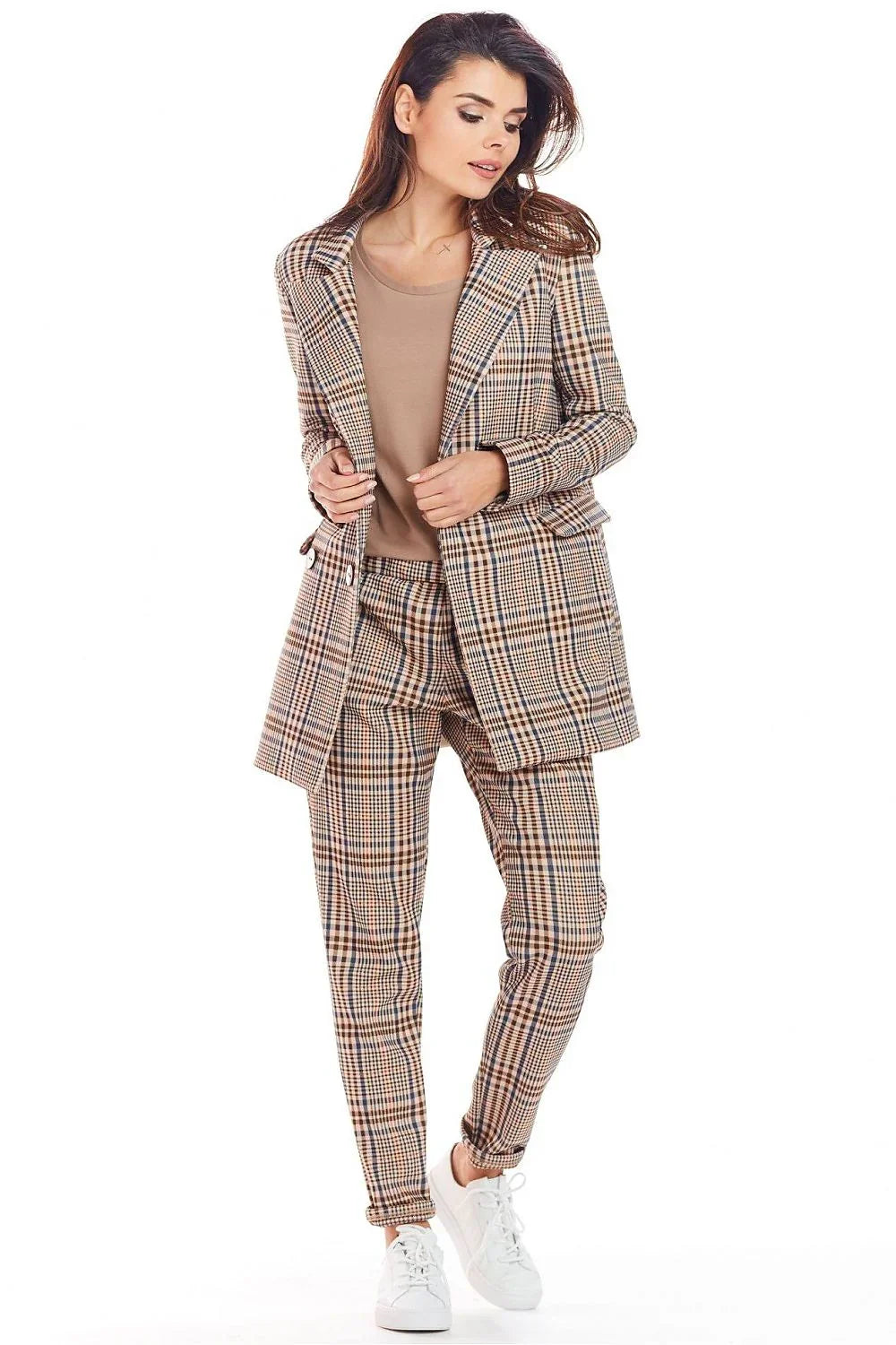 Women Blazer - Stretchable - Button - brown, beige, navy -Guocali