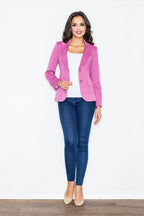 Women Blazer - Stretchable - Button - Pink -Guocali