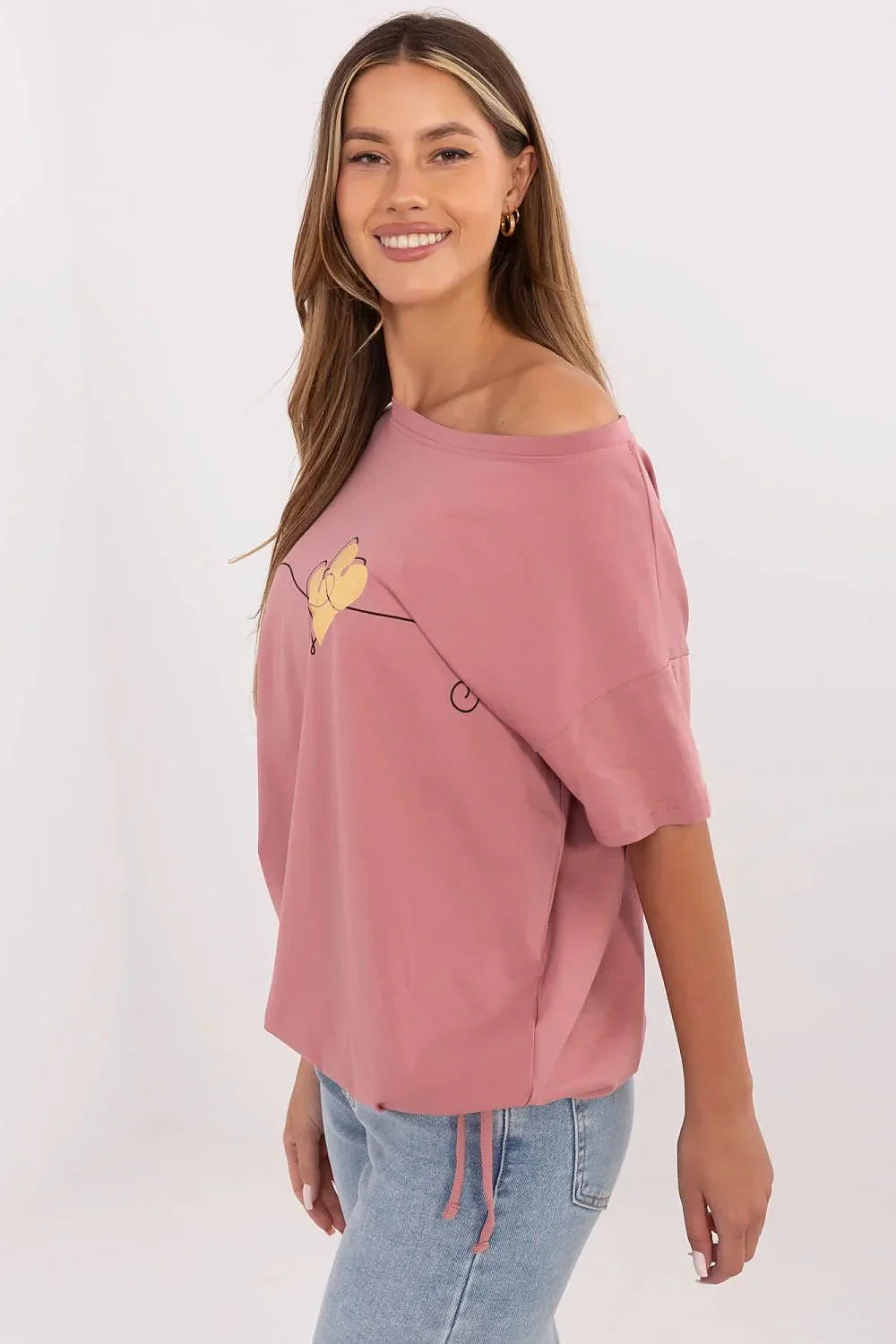 Women Boat-Neck Short-Sleeves T-Shirt – Stretchable, Gold