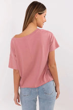 Women Boat-Neck Short-Sleeves T-Shirt – Stretchable, Gold