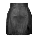 Women Bodycon Skirt Leather Mini Slit - High Waist Women Skirt