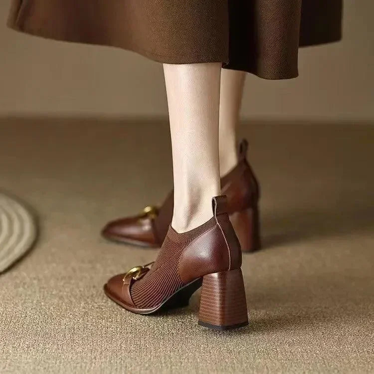 Women Boots - Block Ankle Boots - Pu Leather