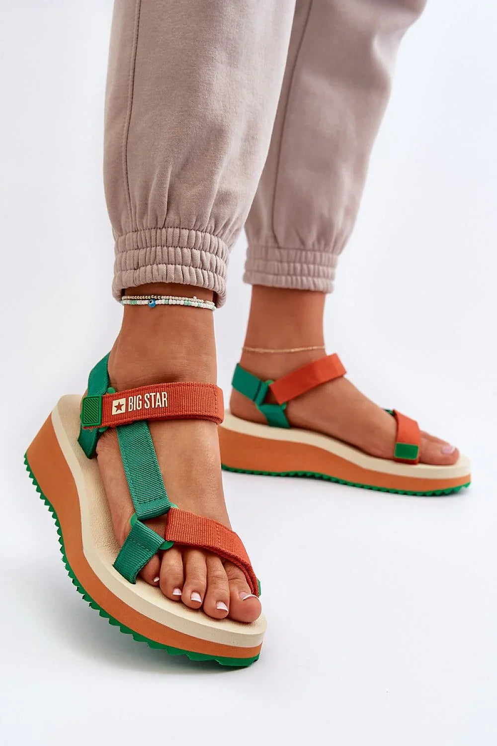 Women Colorblock Platform Walking Sandals - Guocali