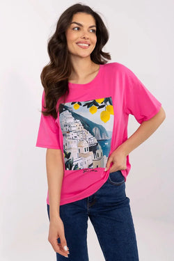 Women Crew-Neck Short-Sleeves T-Shirt – Stretchable - Printed - Guocali