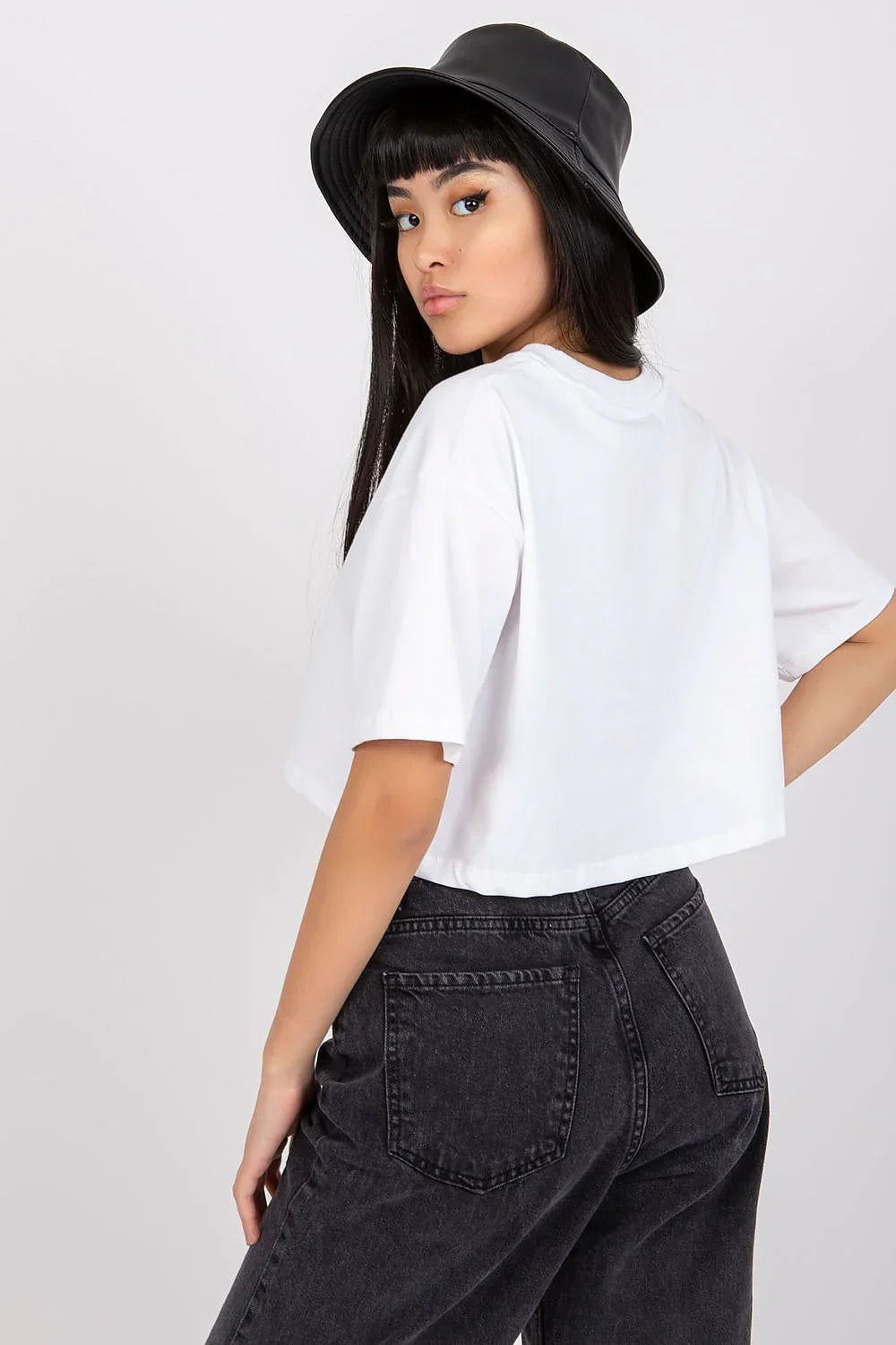 Women Crew-Neck Short-Sleeves T-Shirt – Stretchable - White -Guocali