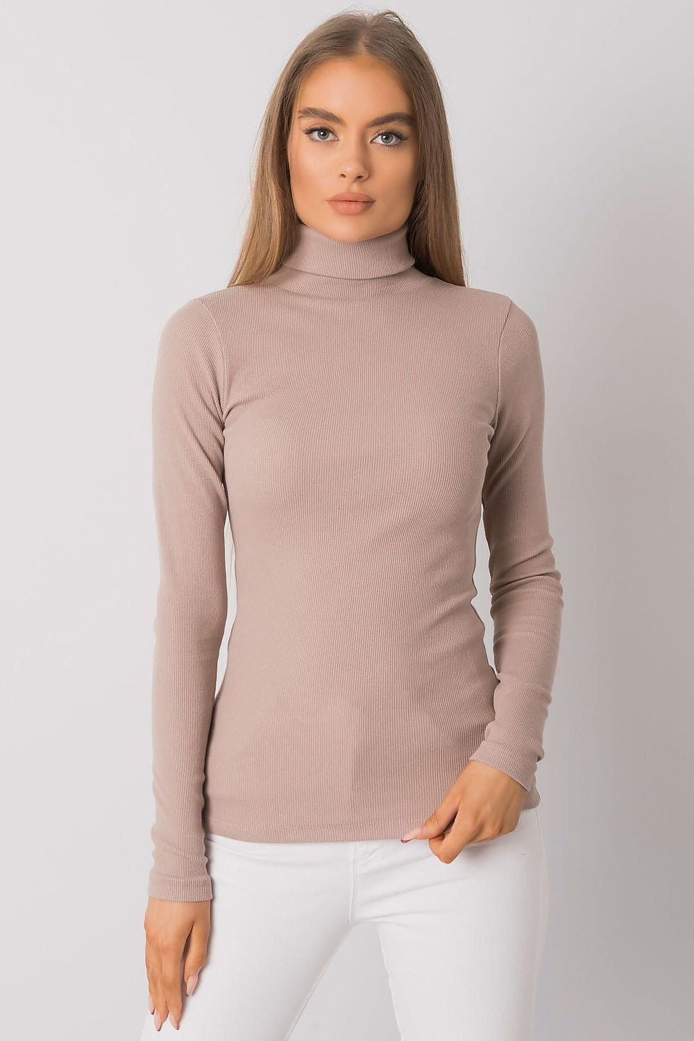 Women Fitted Cotton Turtleneck Sweater - Guocali