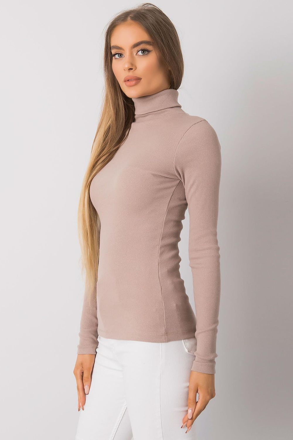 Women Fitted Cotton Turtleneck Sweater - Guocali