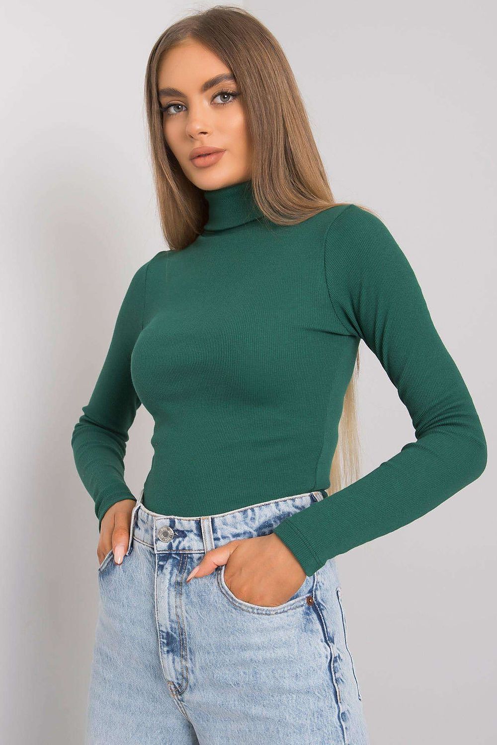 Women Fitted Cotton Turtleneck Sweater - Guocali