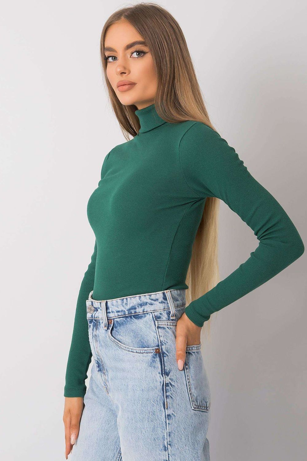 Women Fitted Cotton Turtleneck Sweater - Guocali