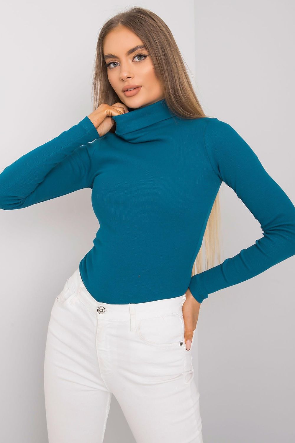 Women Fitted Cotton Turtleneck Sweater - Guocali