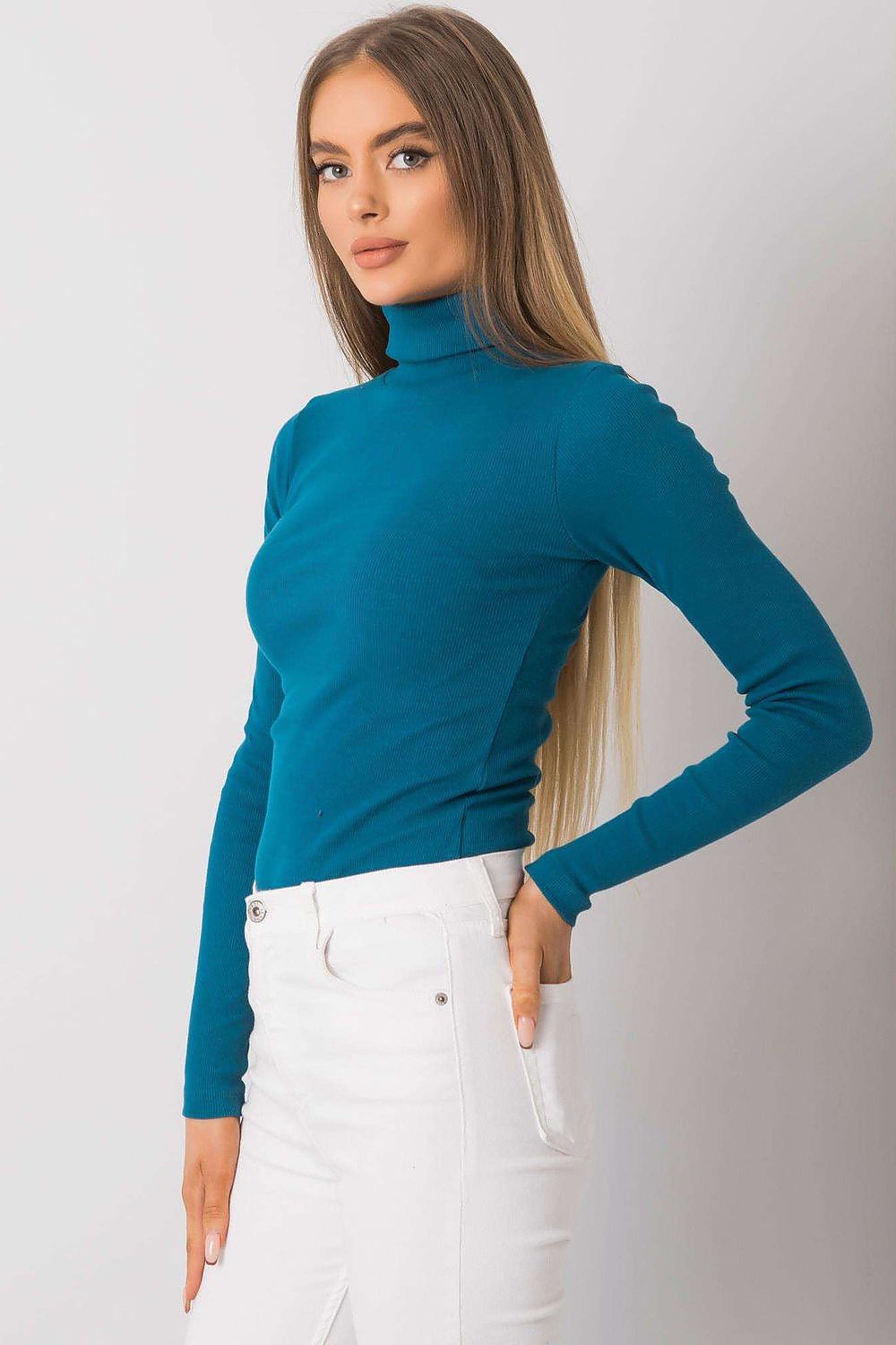 Women Fitted Cotton Turtleneck Sweater - Guocali
