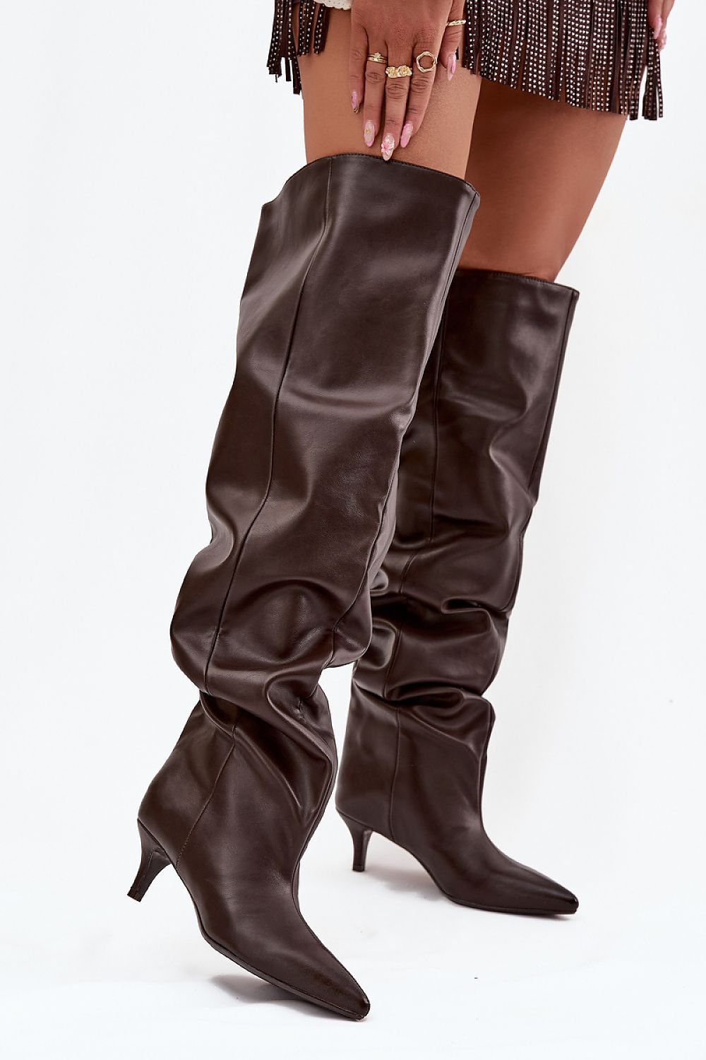 Women Heel Boots - Low Stiletto Shoes - Guocali