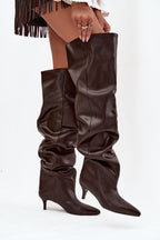 Women Heel Boots - Low Stiletto Shoes - Guocali