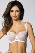 Women Knit Tulle Balconette Underwire Bra - Guocali