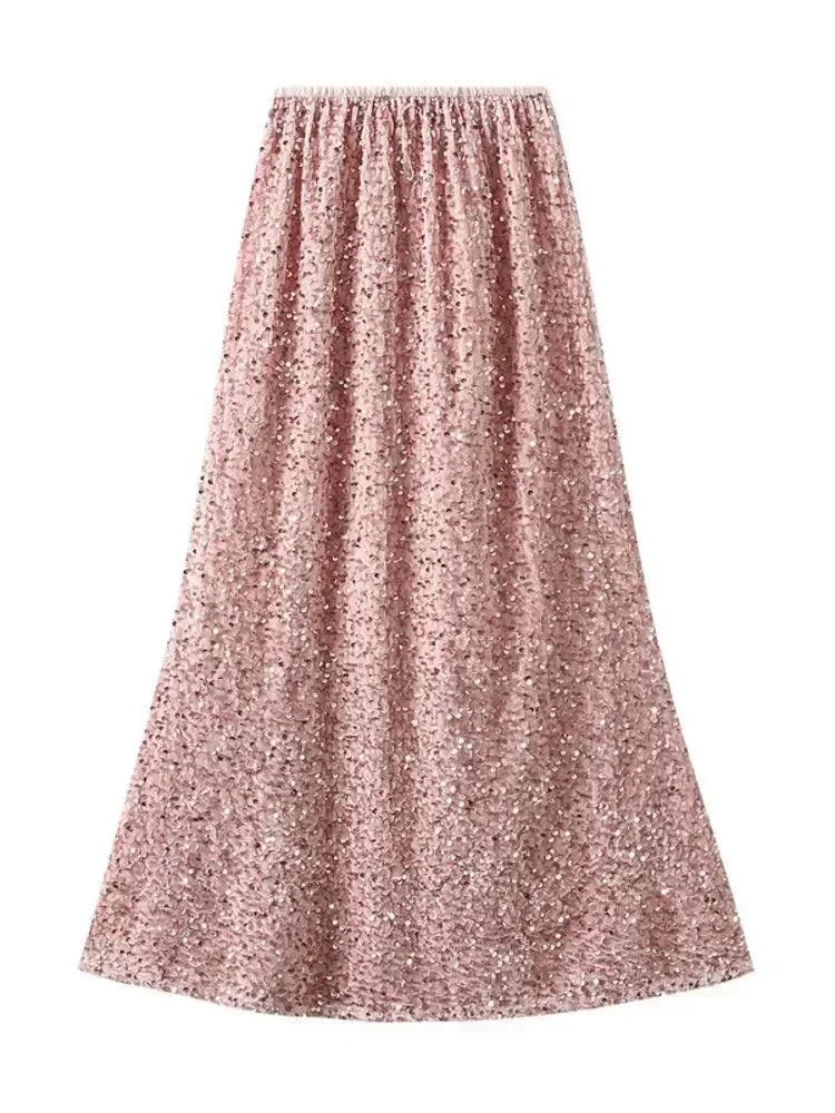 Women Mermaid Skirt Sequin - High Waist Midi Women Skirt
