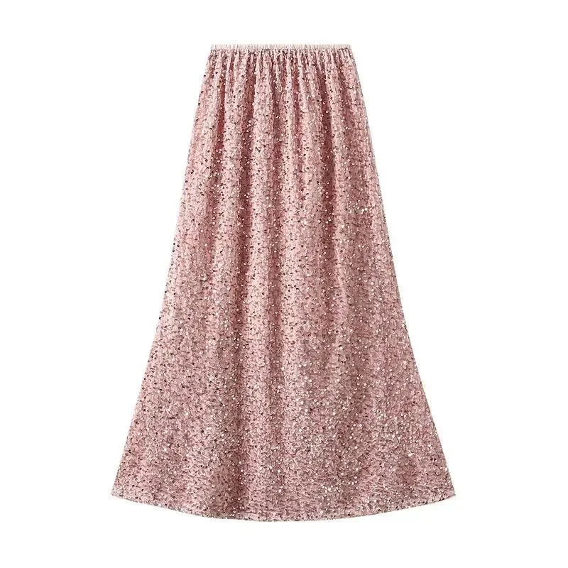 Women Mermaid Skirt Sequin - High Waist Midi Women Skirt