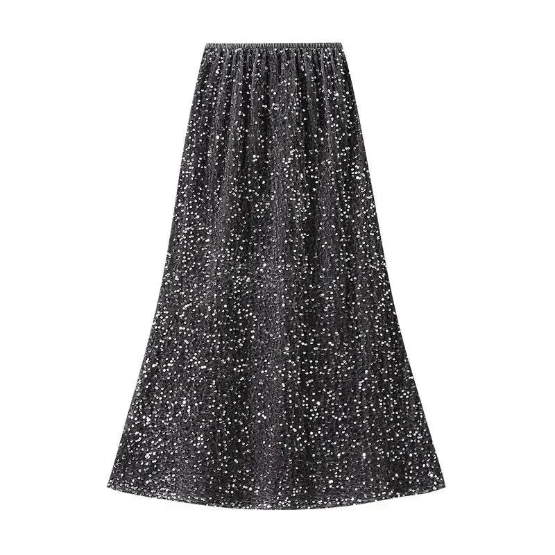 Women Mermaid Skirt Sequin - High Waist Midi Women Skirt