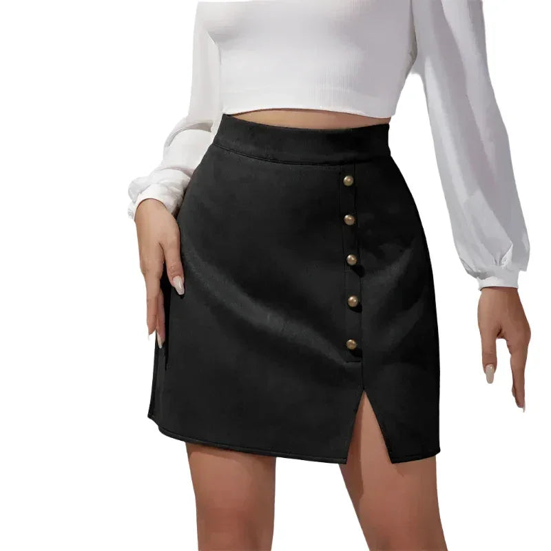 Women Mini Skirt Beaded Slit - High Waist Women Skirt