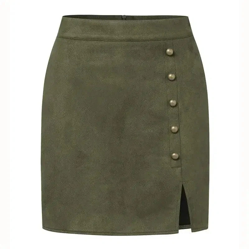 Women Mini Skirt Beaded Slit - High Waist Women Skirt