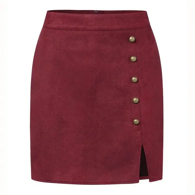Women Mini Skirt Beaded Slit - High Waist Women Skirt