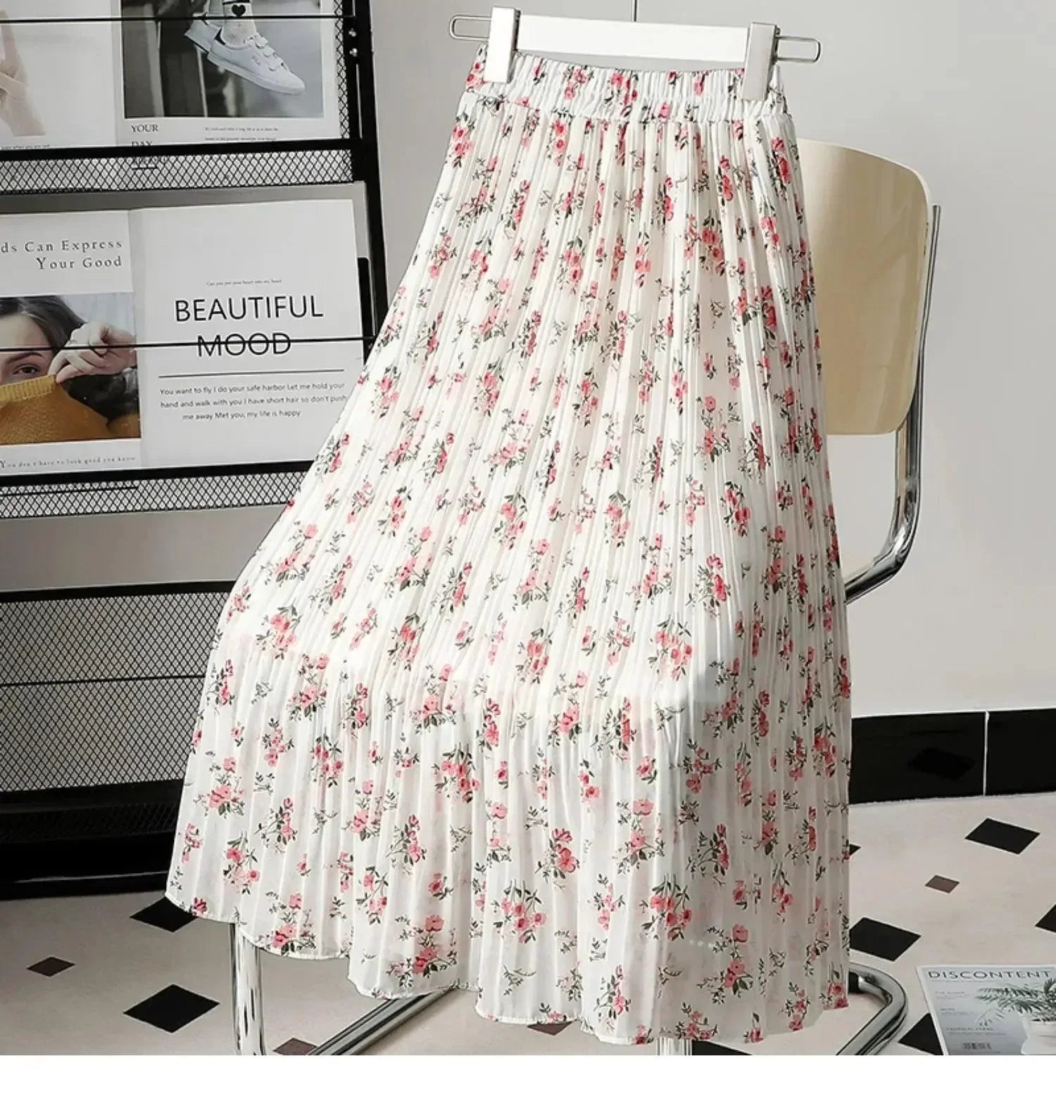 Women Pleated Skirt Fairy Style Chiffon - High Waist Midi Women Skirt