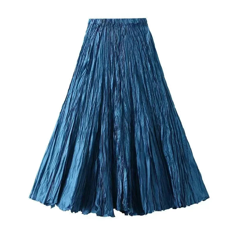 Women Pleated Skirt High Waist - A-Line Midi Women Skirt