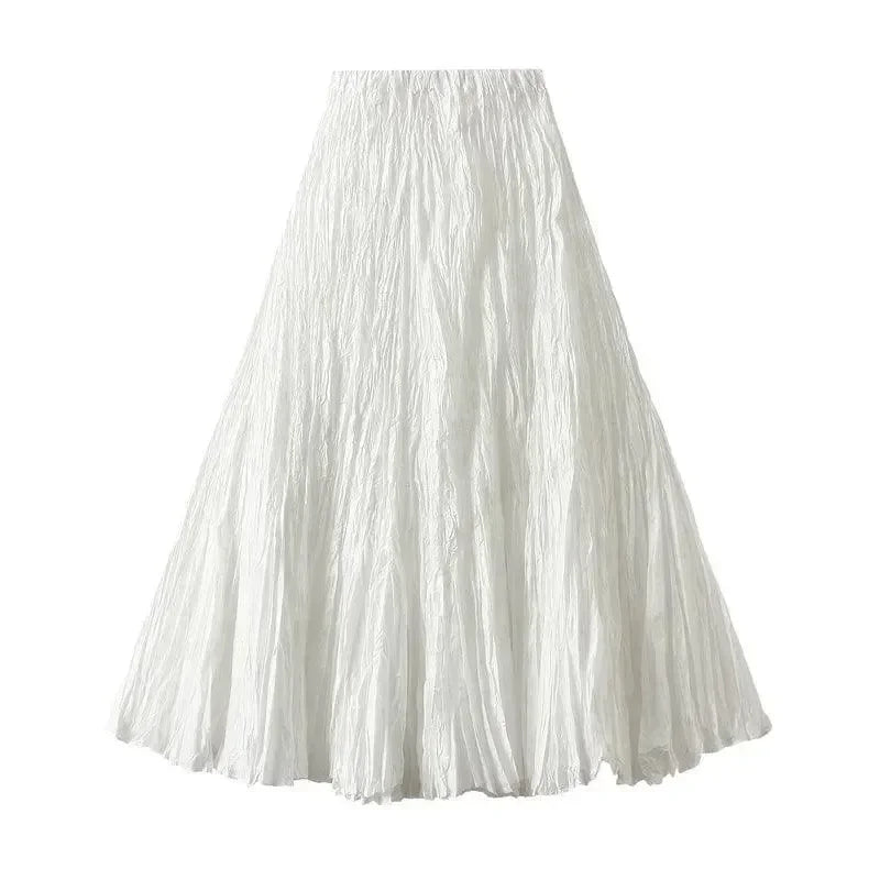 Women Pleated Skirt High Waist - A-Line Midi Women Skirt