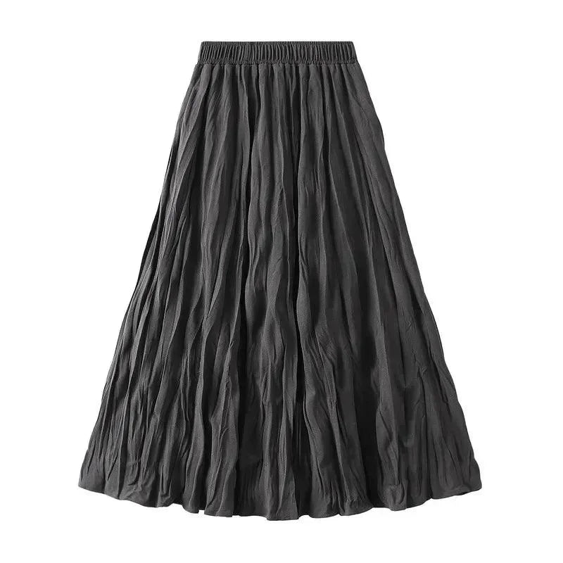 Women Pleated Skirt High Waist Elastic - Midi Women Skirt