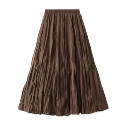 Women Pleated Skirt High Waist Elastic - Midi Women Skirt - Guocali