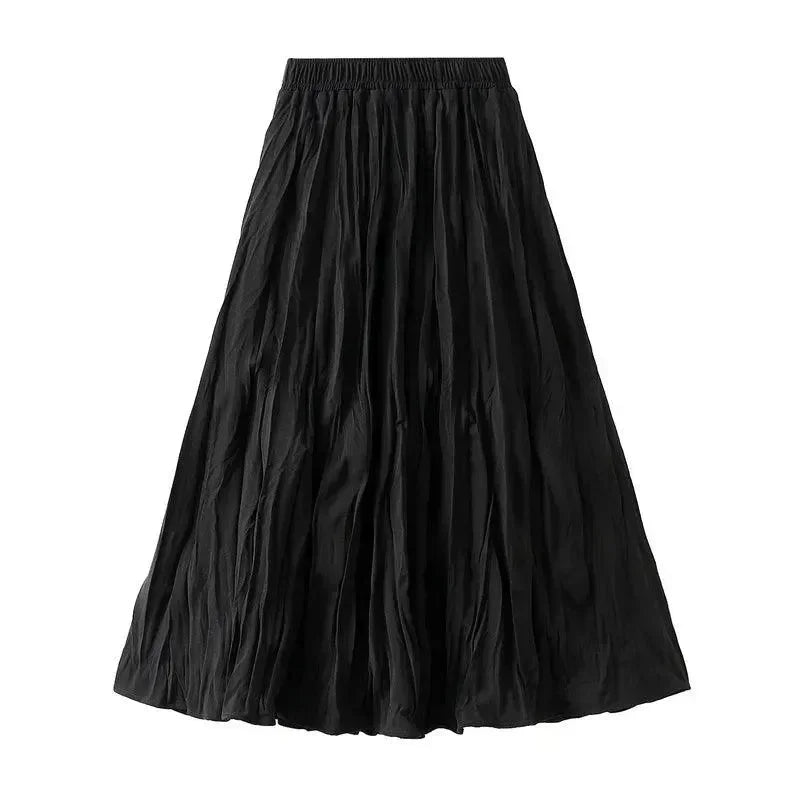 Women Pleated Skirt High Waist Elastic - Midi Women Skirt